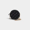 STELLA MCCARTNEY Mini Round Monogram Bag in Black Velvet and Crystals