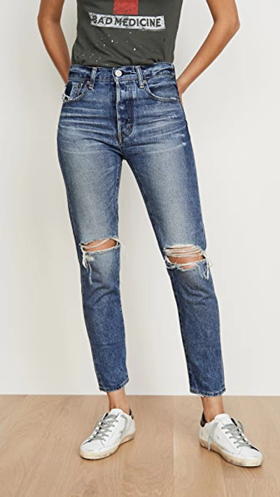 Moussy Vintage Beckton Tapered Jeans In Dark Blue