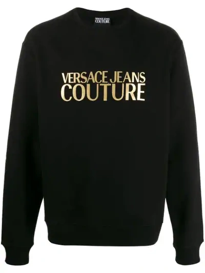 Versace Jeans Couture Logo Embroidered Sweatshirt In Black