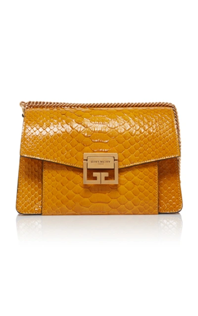 Givenchy Gv3 Snakeskin Foldover Bag In Yellow