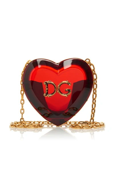 Dolce & Gabbana Heart-shaped Translucent Acrylic Mini Bag In Red