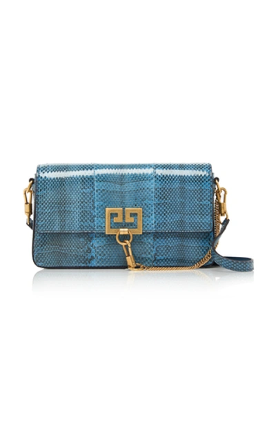 Givenchy Snake-effect Leather Shoulder Bag In Blue