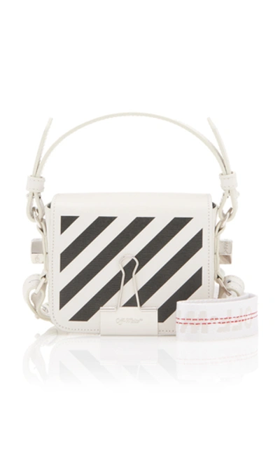 Off-white Diagonal Leather Baby Flap Bag In Black/white