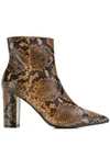 THE SELLER SNAKESKIN-EFFECT ANKLE BOOTS