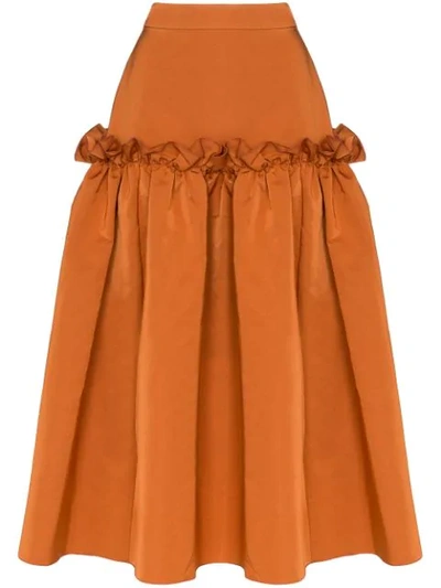 Roksanda Ruffle Detail Midi Skirt In Orange