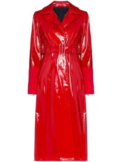 Kirin Peggy Gou Kirin Belted Latex Trench Coat In Red