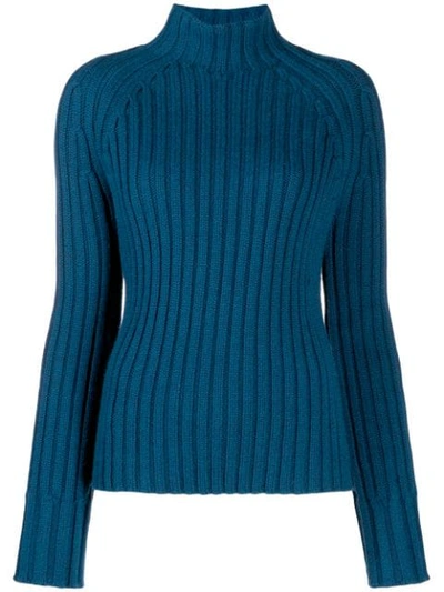 Holland & Holland Ribbed Knit Jumper In Blue