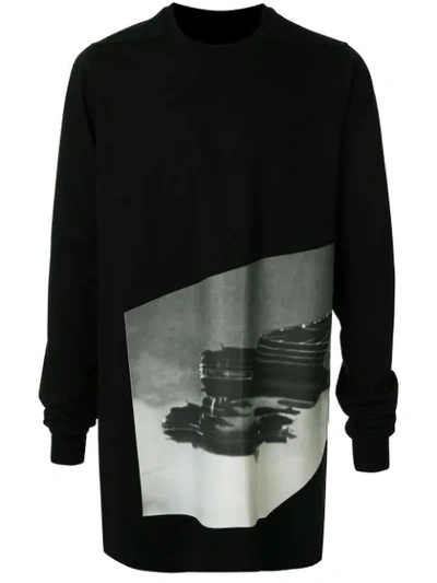 Rick Owens Grey Scale Print T-shirt In Black