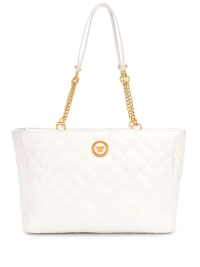 Versace Medusa Quilted Tote In White