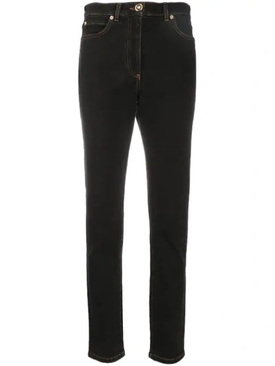 Versace High-rise Slim Fit Denim Jeans In Black