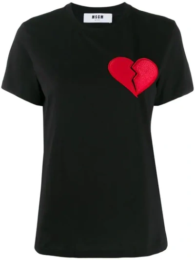 Msgm Heart Break Motif T-shirt In 99 Black