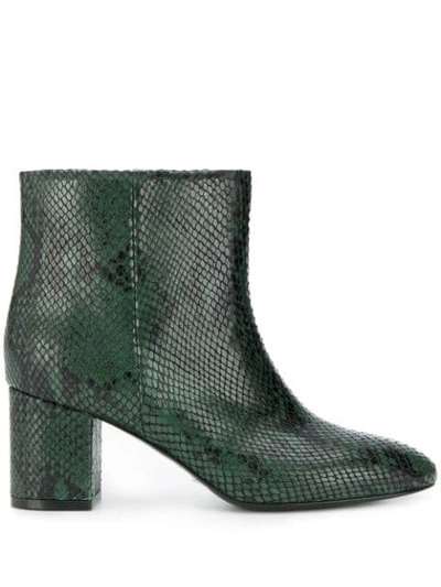 Twinset Snake Print Ankle Boots In 3965 Green