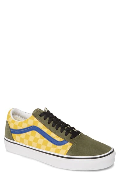 Vans Old Skool Sneaker In Checker/ Deep Lichen Green