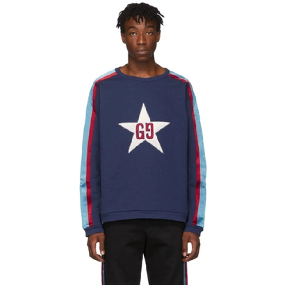 Gucci Sweatshirt With Gg Star In Blue
