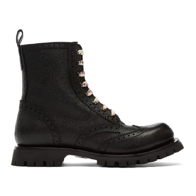 Gucci Men's New Arley Lace-up Boots W/ Brogue Detailing In Black