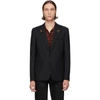 SAINT LAURENT SAINT LAURENT BLACK STRIPED BEADED LAPEL BLAZER