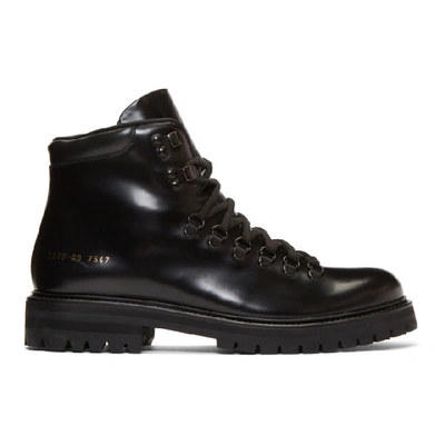 Common Projects Polished Hiking Boots In Black