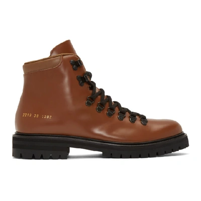 Common Projects Leather Hiking Boots In Brown