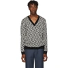 Gucci Black & White G Rhombus V-neck Sweater