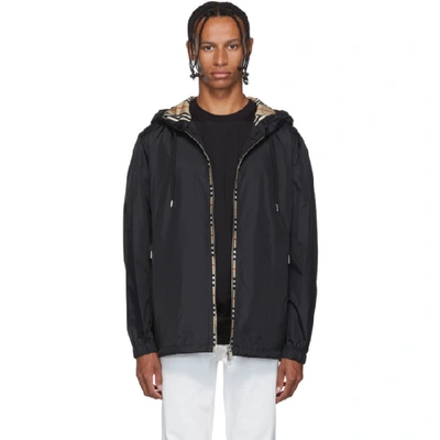 Burberry Everton Icon Stripe Nylon Hooded Jacket In Red,beige