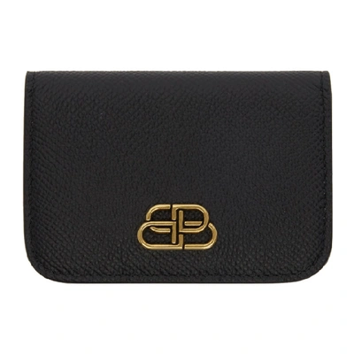 Balenciaga Bb Logo Plaque Wallet In Black