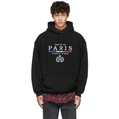 Balenciaga Logo-embroidered Hooded Sweatshirt In Black