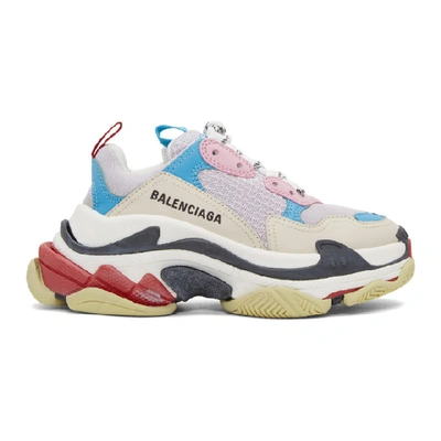 Balenciaga Triple S Logo-embroidered Leather, Nubuck And Mesh Trainers In Multi-colour