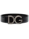 Dolce & Gabbana Black Leather Belt With Logo Buckle In Black