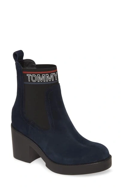 Tommy Jeans Lynn Logo Platform Chelsea Boot In Midnight