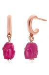 Monica Vinader Rose Gold Vermeil And Pink Quartz Caroline Issa Pendant Huggie Earrings