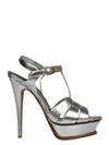 SAINT LAURENT SILVER LEATHER SANDALS,5342770PS008105