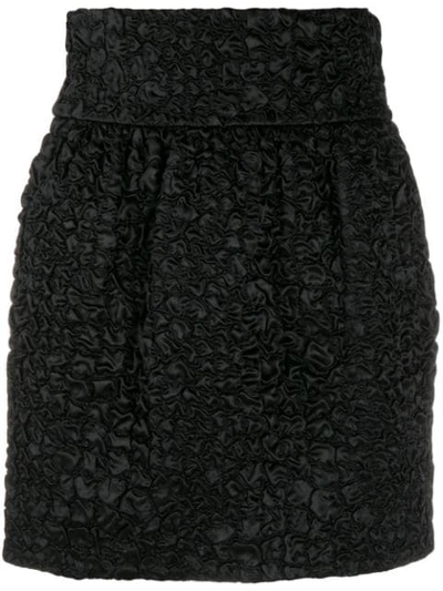 Saint Laurent Smocked Mini Skirt In Black