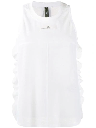 Adidas By Stella Mccartney Ruffled Performance Top In White