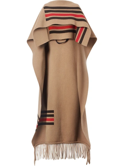 Burberry Women's Striped Wool-blend Cape In Camel