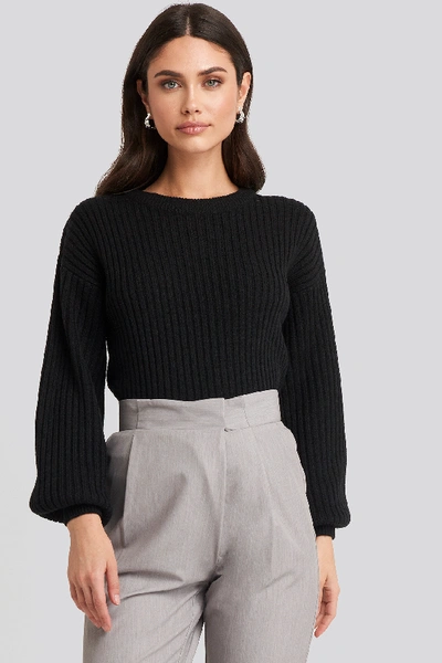 Na-kd Wool Blend Ribbed Knitted Sweater - Black
