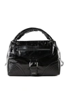 TWINSET BLACK CRACKLE LEATHER BOWLING BAG