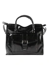 TWINSET BLACK CRACKLE LEATHER TOTE