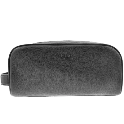 Polo Ralph Lauren Pebble-grain Leather Wash Bag In Black