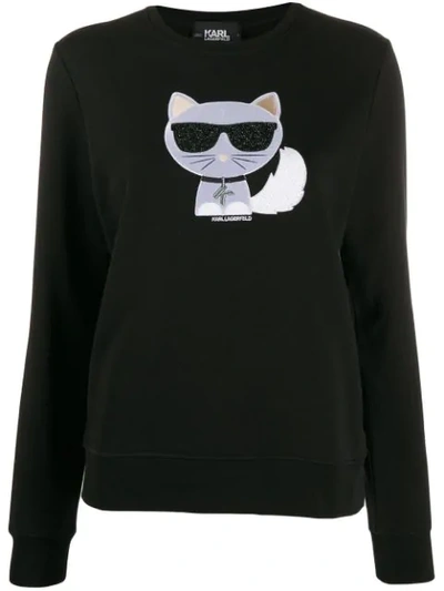Karl Lagerfeld Crystal Embellished Sweatshirt In Black