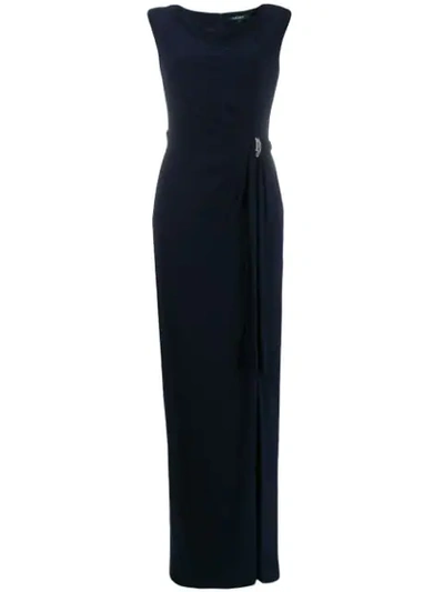 Lauren Ralph Lauren Crystal Embellished Evening Dress In Blue