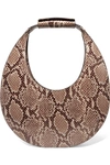 STAUD MOON SNAKE-EFFECT LEATHER TOTE