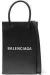 BALENCIAGA SHOPPING MINI PRINTED TEXTURED-LEATHER SHOULDER BAG