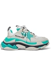 Balenciaga Triple S Logo-embroidered Leather, Nubuck And Mesh Sneakers In White