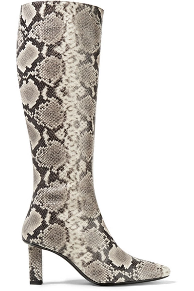 Staud Benny Snake-effect Leather Knee Boots In Snake Print