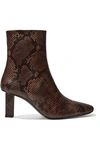 STAUD BRANDO SNAKE-EFFECT LEATHER ANKLE BOOTS