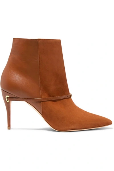 Jennifer Chamandi Nicolò 85 Suede And Leather Ankle Boots In Tan