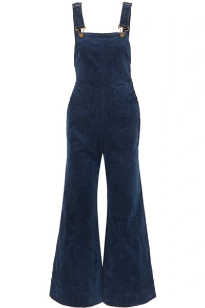 Apiece Apart Caterina Stretch-cotton Corduroy Overalls In Navy