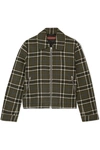 ALEXA CHUNG CROPPED PLAID TWILL JACKET