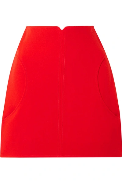 Courrèges Cut Out Textured Wool Mini Skirt In Red