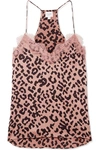 CAMI NYC THE RACER LACE-TRIMMED LEOPARD-PRINT SILK-CHARMEUSE CAMISOLE